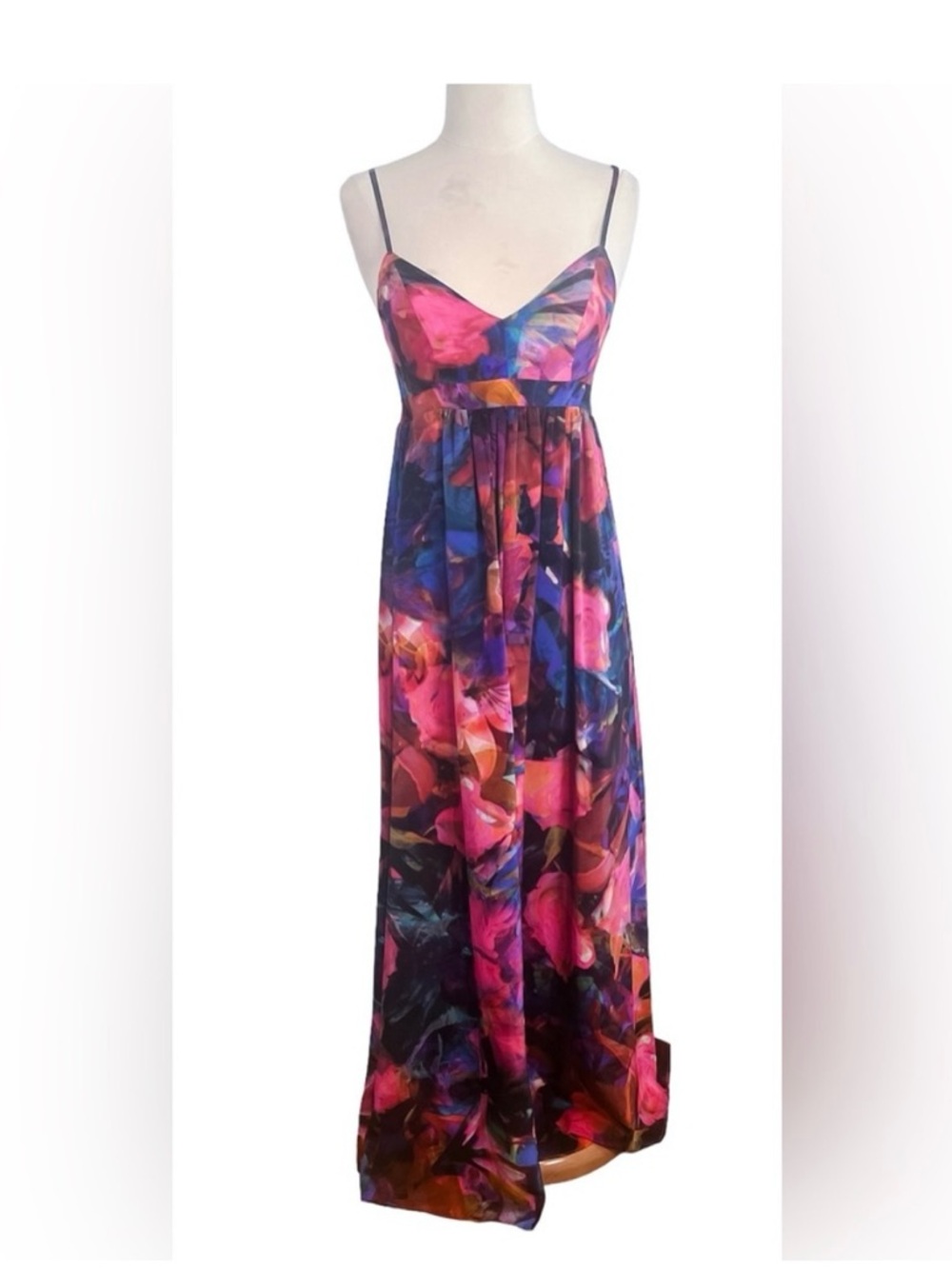 Amanda Uprichard Floral Multicolor Spaghetti Strap Maxi Dress
